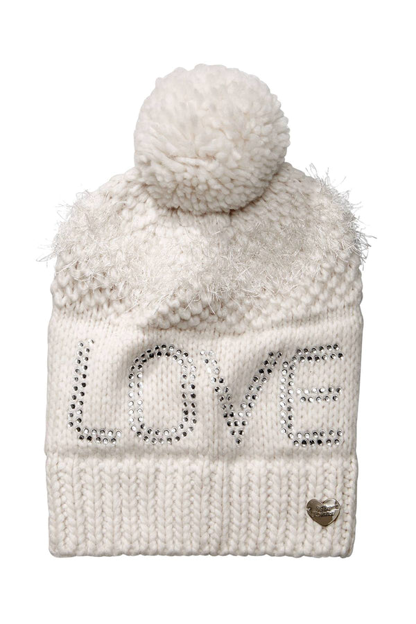 Betsey Johnson Ivory Knit Love Beanie