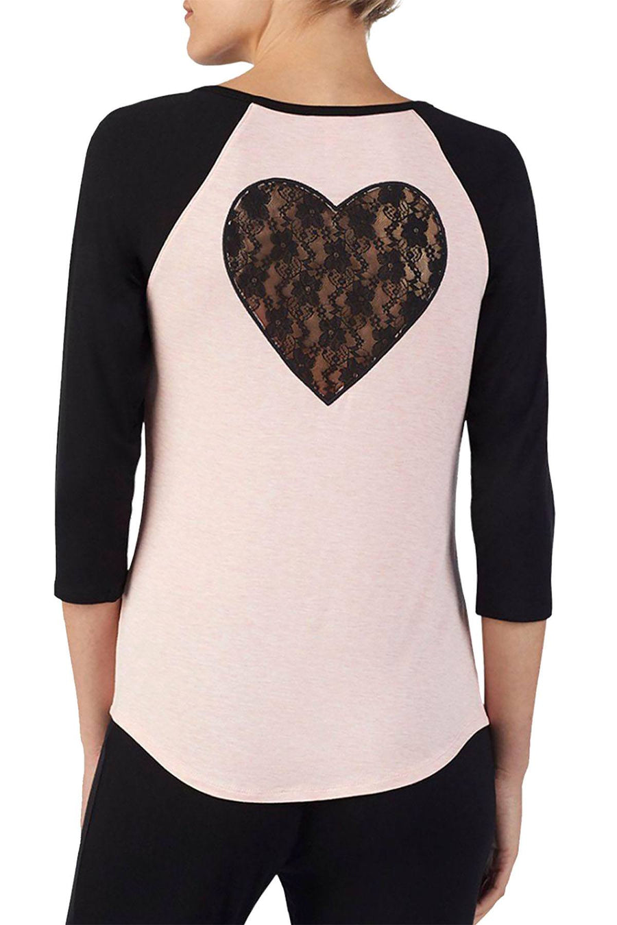 Betsey Johnson Lace Heart Pajama Top in Pink