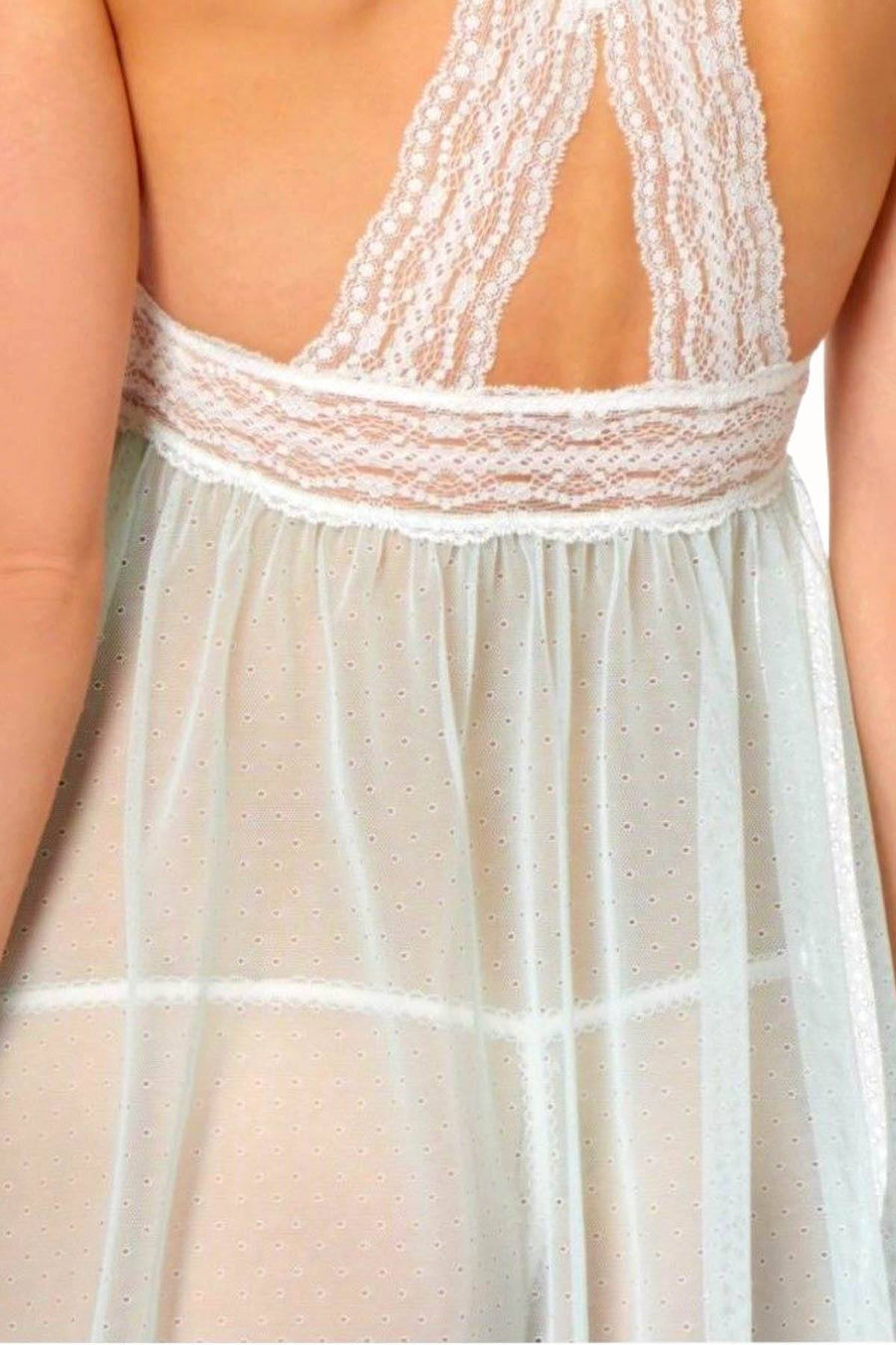 Betsey Johnson Light-Blue Eyelet-Mesh G-String