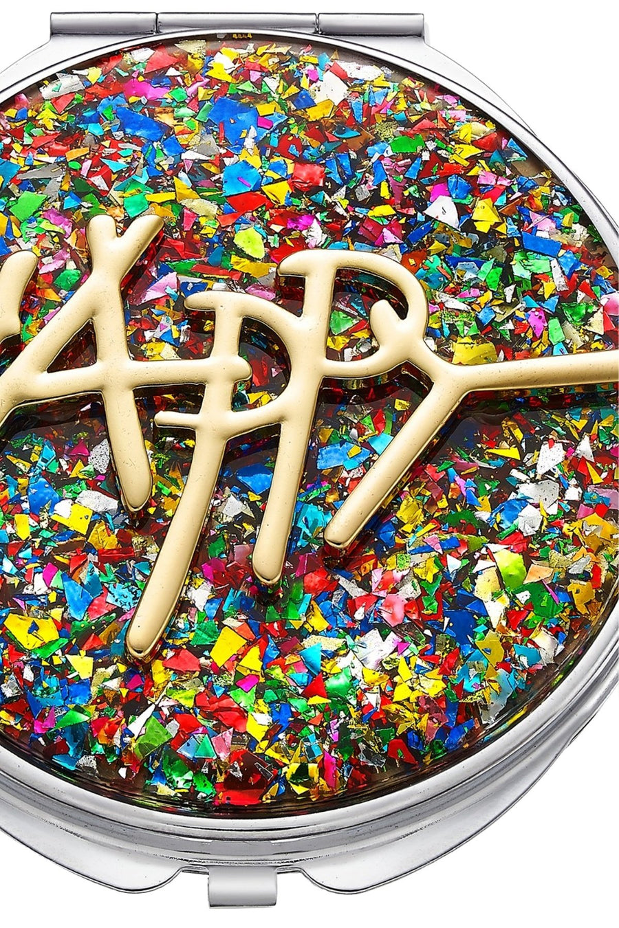 Betsey Johnson Xox Trolls Rainbow-Glitter Happy Compact Mirror