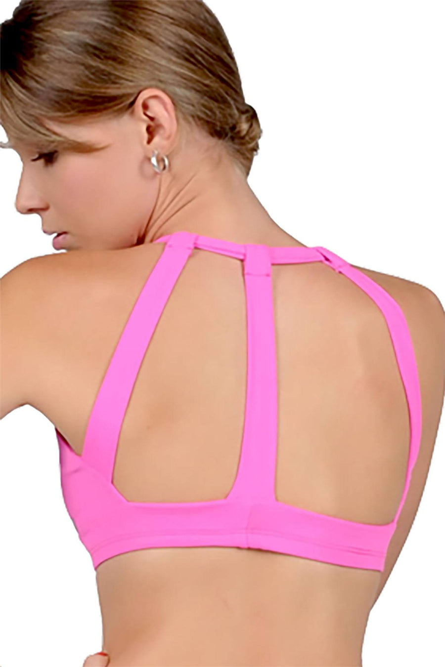 Bia Brazil Bubblegum-Pink Cross-Front Cage-Back Fitness Bra