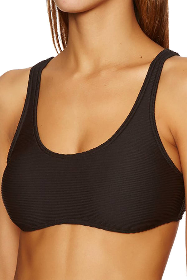Billabong Black Tanlines Crop Tank Bikini Top