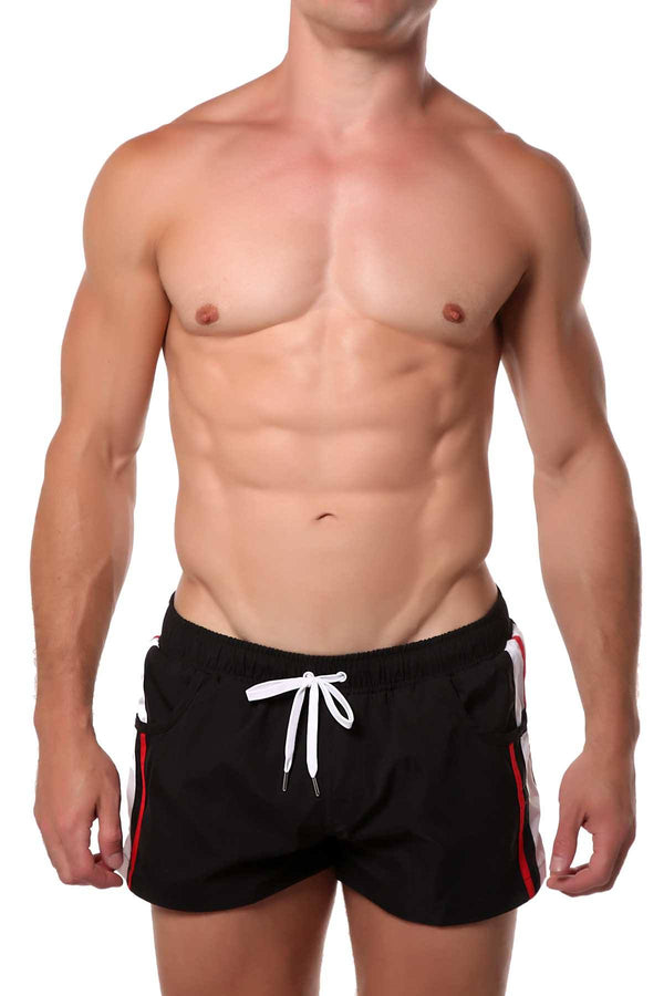 Black Striped Runner Short