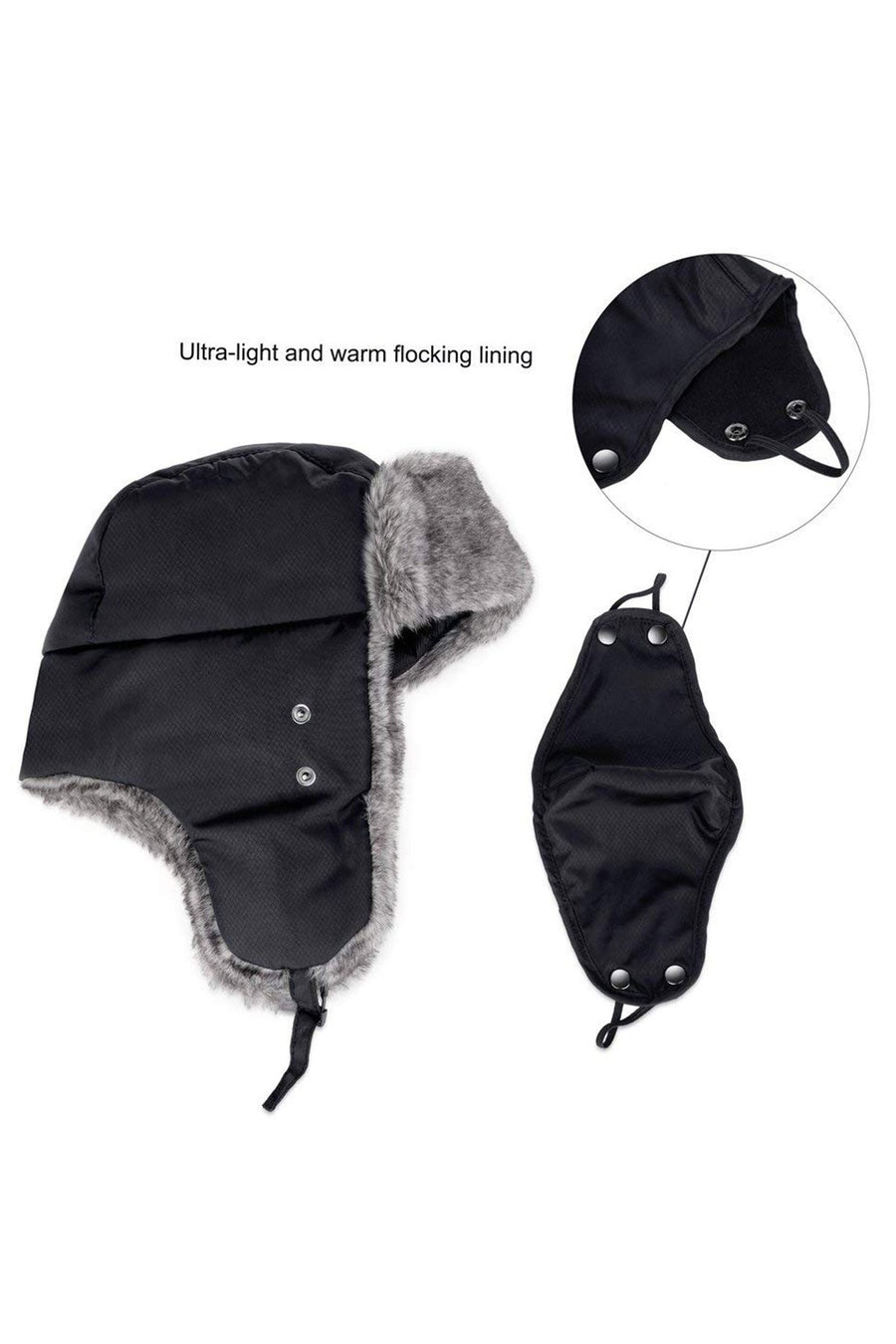 Black Unisex Trooper Trapper Hat/Mask