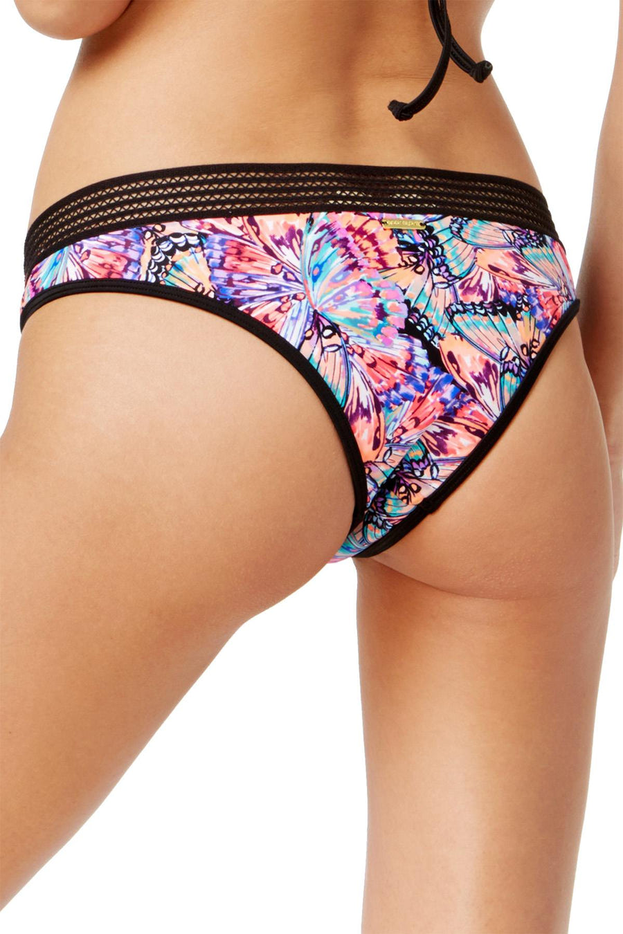 Body Glove Multicolor Lola Butterfly-Print Mesh-Trim Cheeky Bikini Bottom