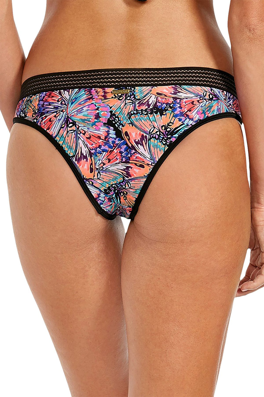 Body Glove Multicolor Lola Butterfly-Print Mesh-Trim Cheeky Bikini Bottom