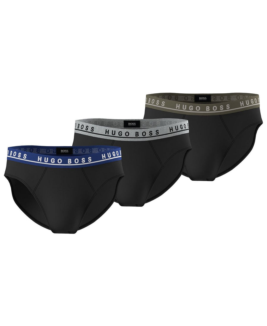 Boss Hugo 3-pk. Stretch Briefs Black With Pop Waist