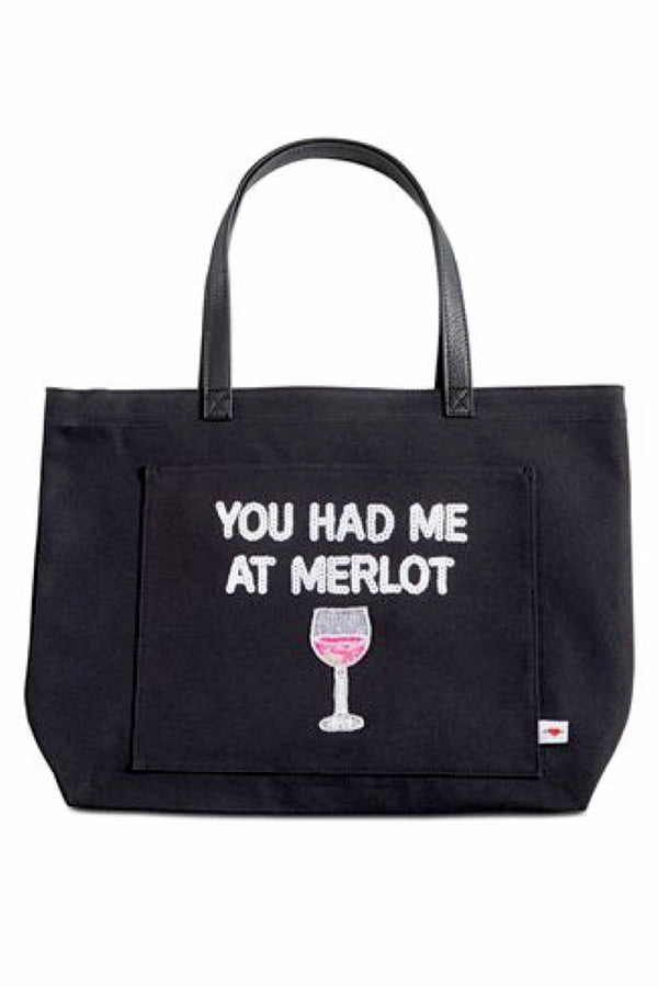 Bow & Drape Black XL Merlot Tote