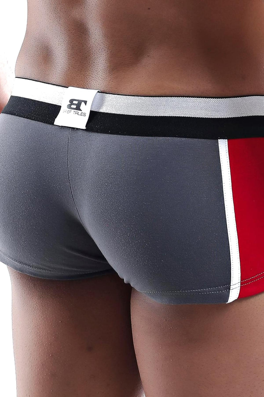 BriefTales Grey/Red Side Stripe Trunk