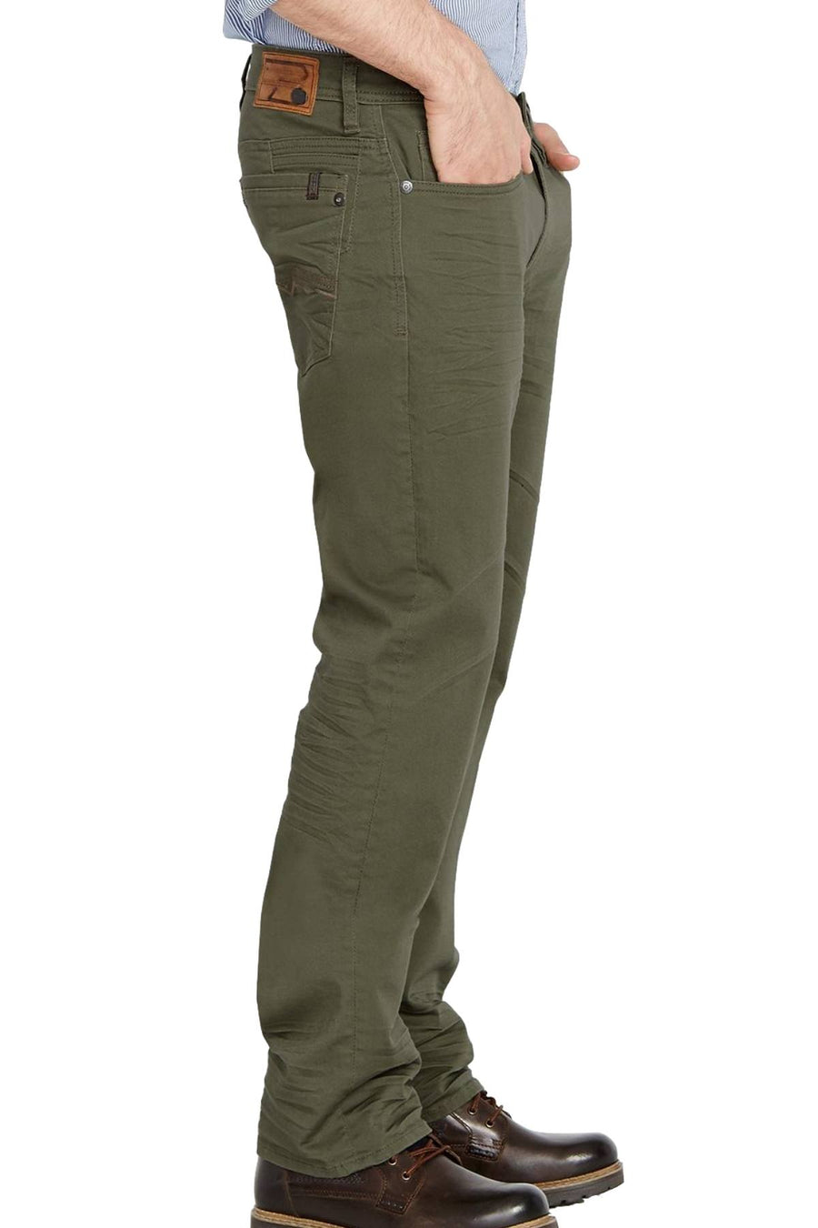 Buffalo David Bitton Dark-Army-Green Six-x Straight-Fit Stretch Jeans