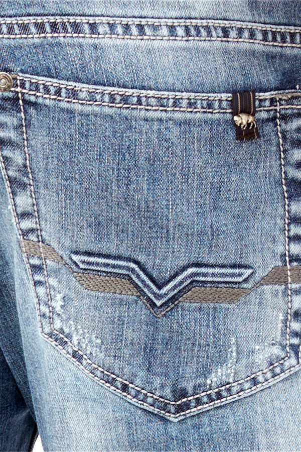 Buffalo by David Bitton Blasted-Blue Driven-X Straight-Stretch Relaxed-Fit Jean