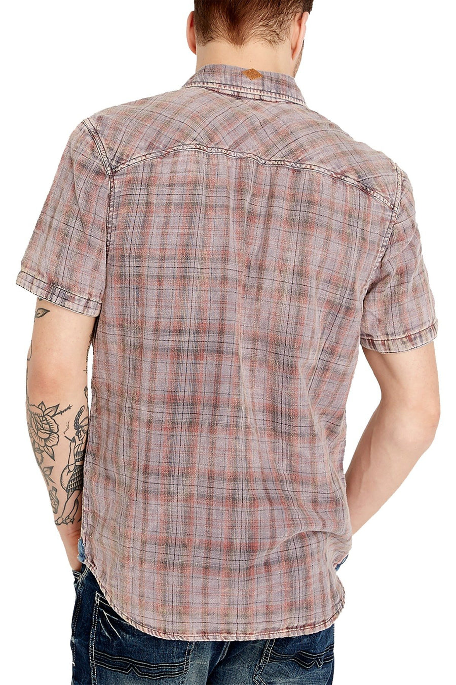 Buffalo by David Bitton Charcoal/Red Plaid Raw Edge Shirt