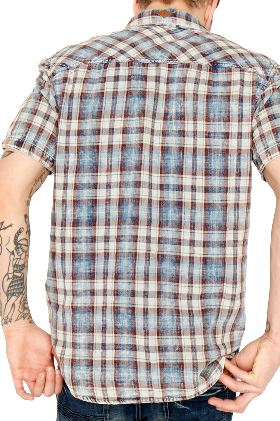 Buffalo by David Bitton Indigo Nori Plaid Raw Edge Shirt