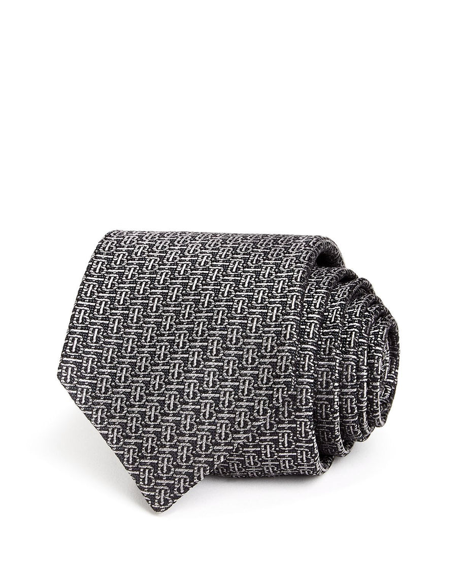 Burberry Manston Micro-monogram Silk Skinny Tie Gray