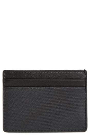 Burberry Men's Sandon London Check Card Case Dark Charcoal