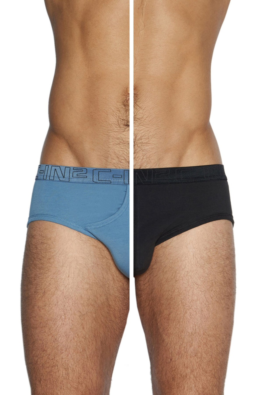 C-IN2 70's-Blue/Black Slash Mid-Rise Brief 2-Pack