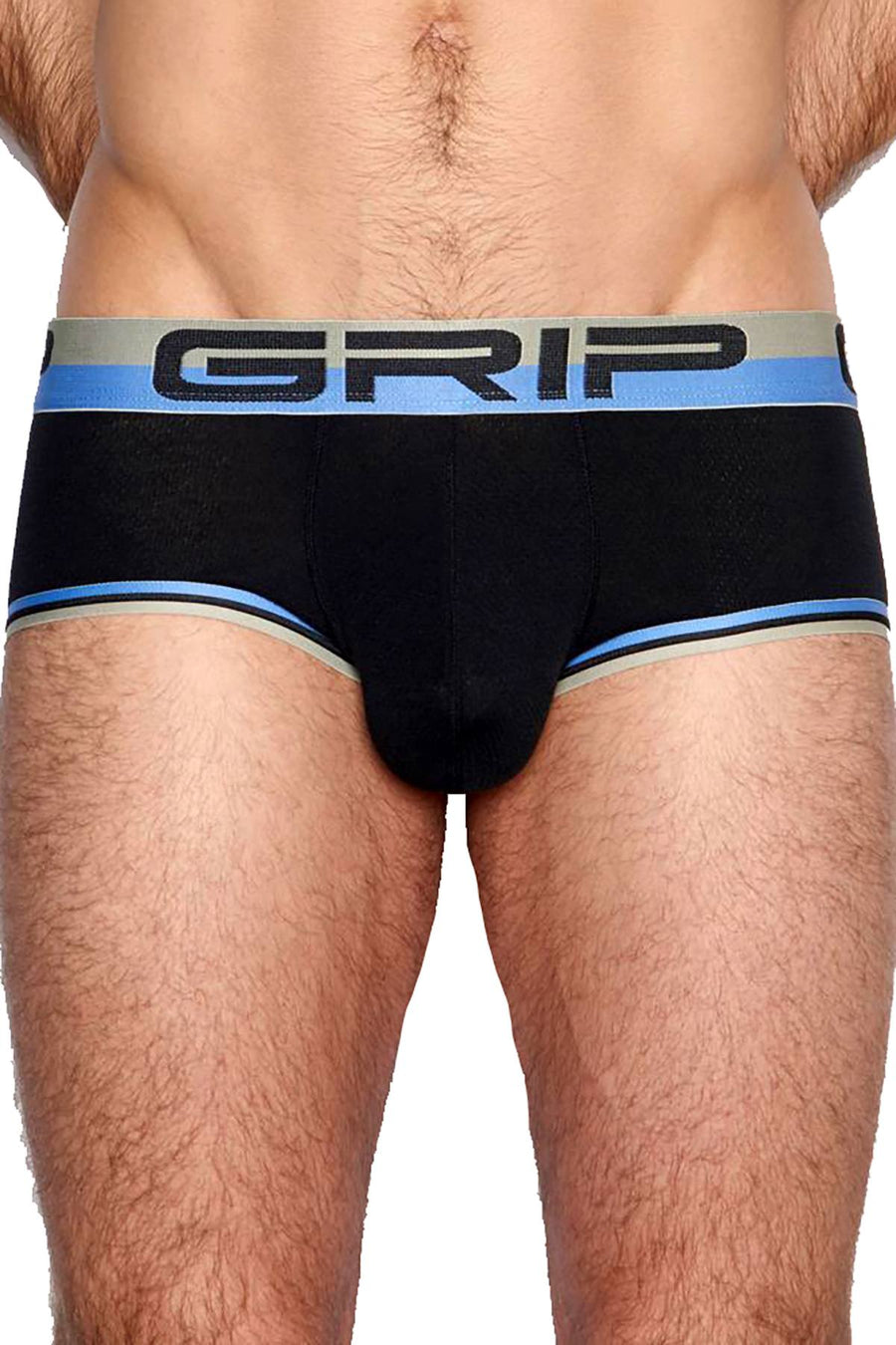 C-IN2 Black Mid-Rise Grip Mesh Punt Brief