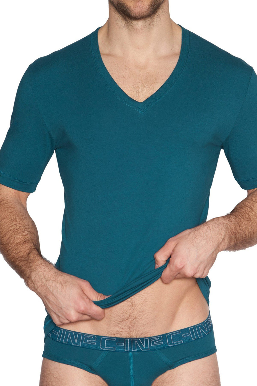 C-IN2 Tanager-Teal/Purple-Label Stretch V-Neck Tee 2-Pack