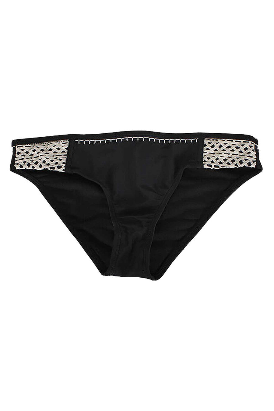 California Waves Black Crochet Trim Hipster Bikini Bottom