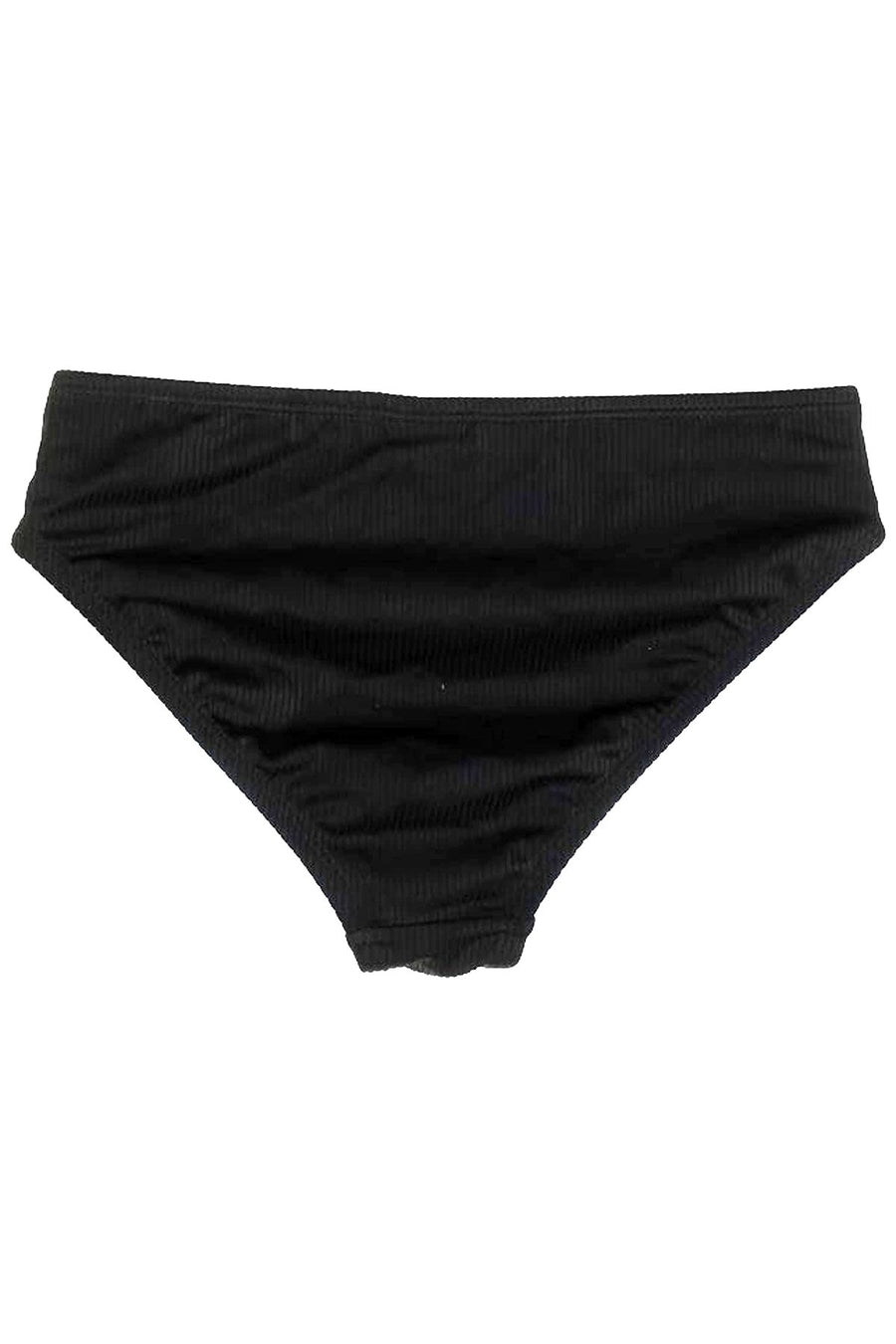 California Waves Black Ribbed Strappy Hipster Bikini Bottom