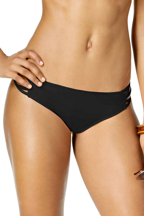 California Waves Black Strappy Hipster Bikini Bottom
