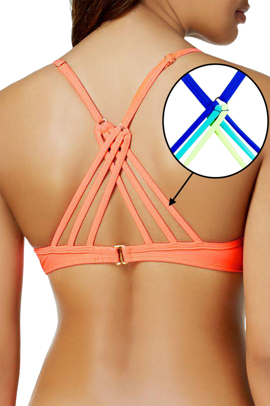 California Waves Blue Twist-Front Underwire Push-Up Bikini Top