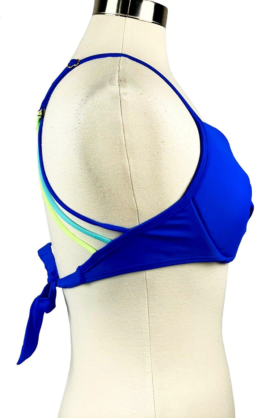 California Waves Blue Twist-Front Underwire Push-Up Bikini Top