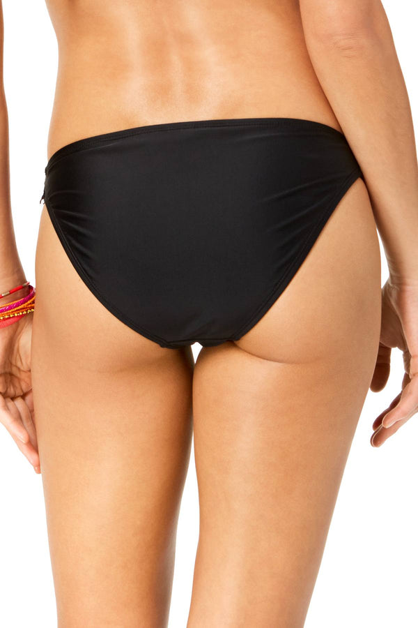 California Waves Crochet Trim Hipster Bikini Bottom in Black