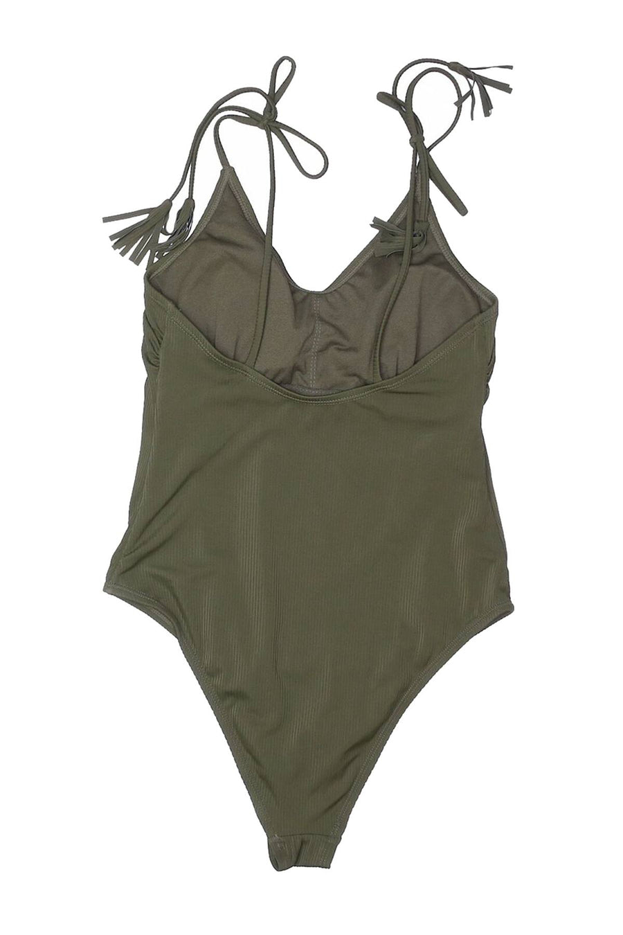 California Waves Moss Cheeky High-Leg Ribbed Swimsuit