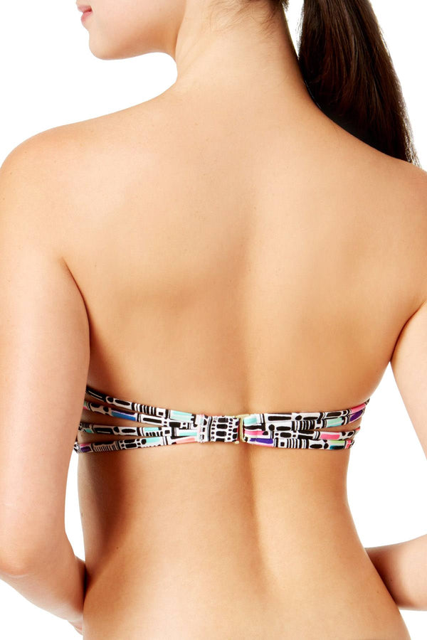 California Waves Multicolor Sea Glass Strappy Underwire Pushup Bikini Top