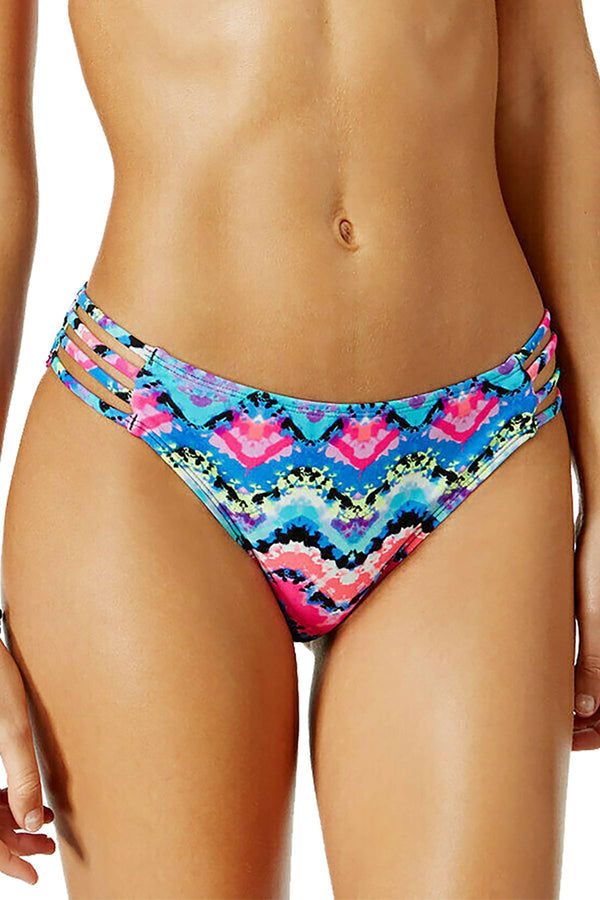 California Waves Rainbow Radio Strappy Bikini Bottom