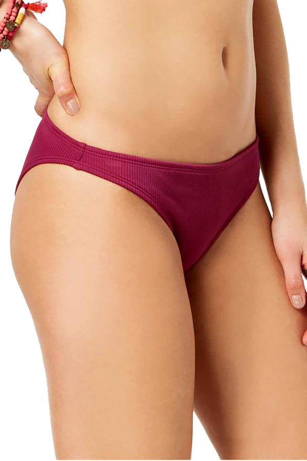 California Waves Wine Ribbed Bikini Bottom
