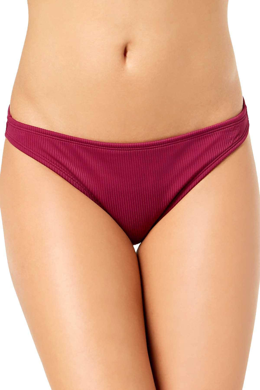 California Waves Wine Ribbed Bikini Bottom