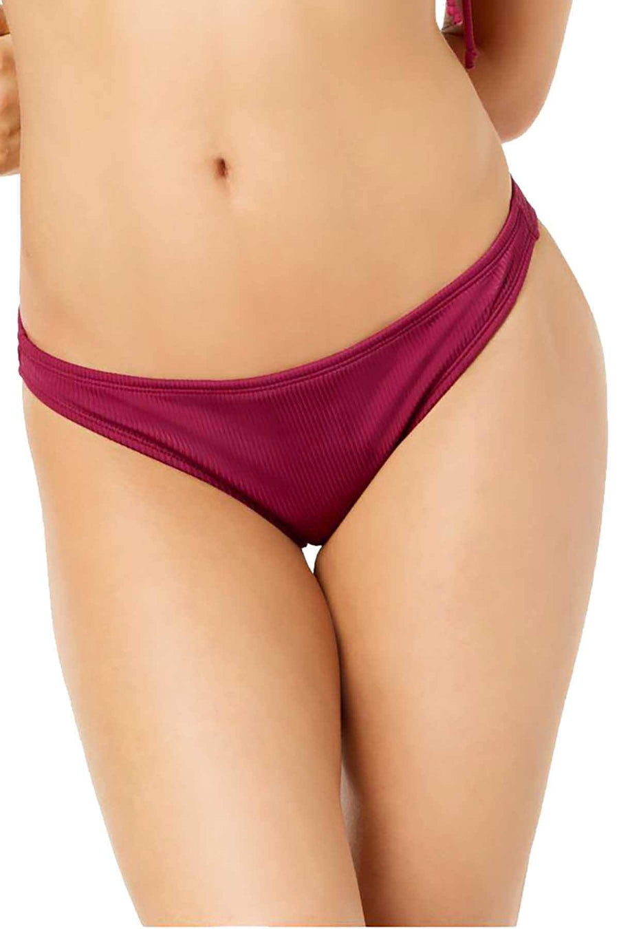 California Waves Wine Ribbed Bikini Bottom