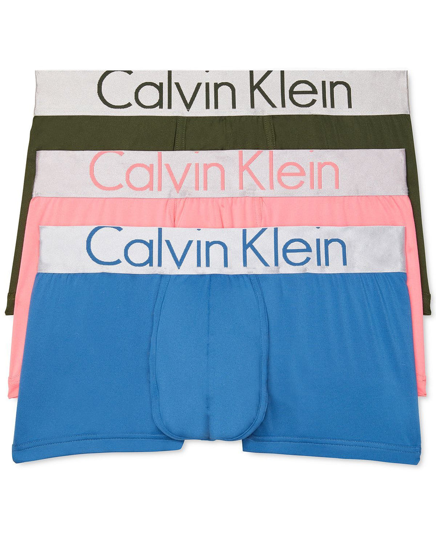 Calvin Klein 3-pk. Steel Low-rise Trunks Green/Pink/Blue