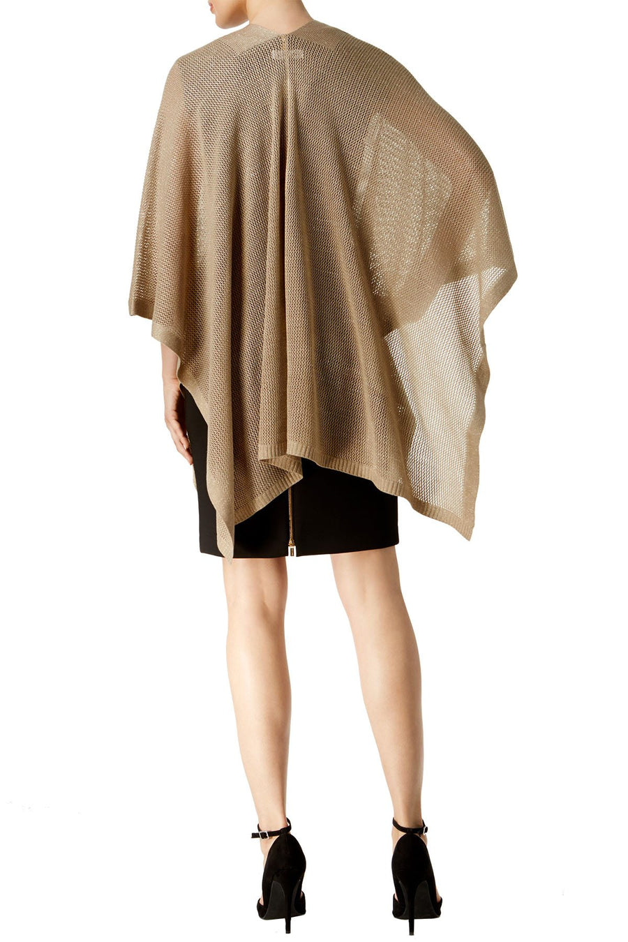 Calvin Klein Almond/Gold Open Knit Metallic Cape