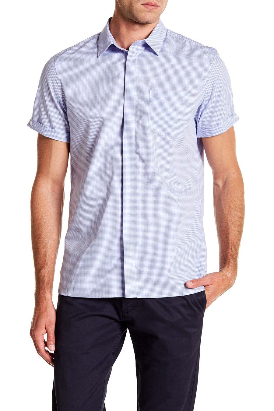 Calvin Klein Amparo Blue Gingham Pocket Shirt