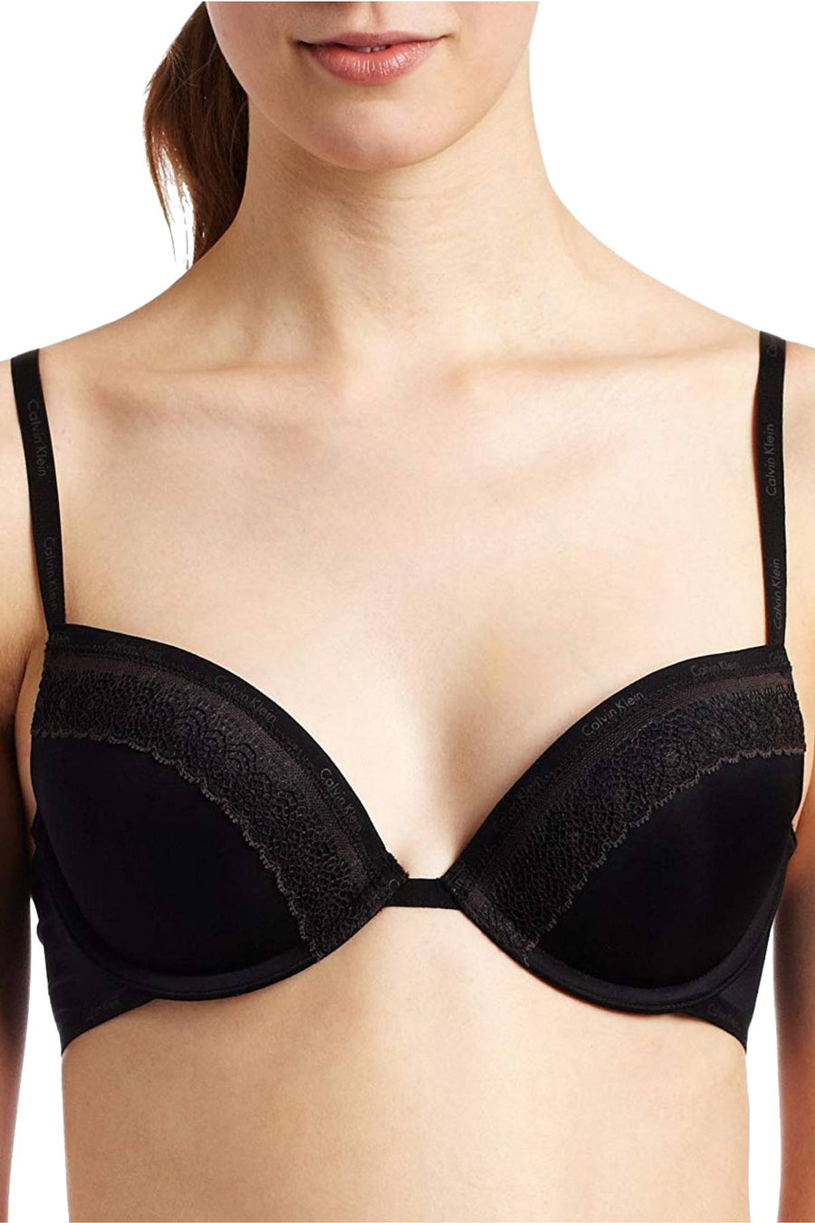 Calvin Klein Black/Black Perfectly-Fit Signature Push-Up Bra