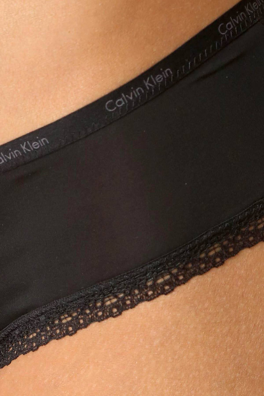 Calvin Klein Black Bottoms-Up Lace-Trim Hipster