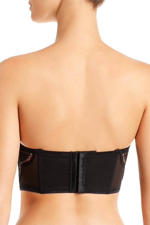 Calvin Klein Black Label Crackled Lace Lightly Lined Strapless Demi Bra in Black