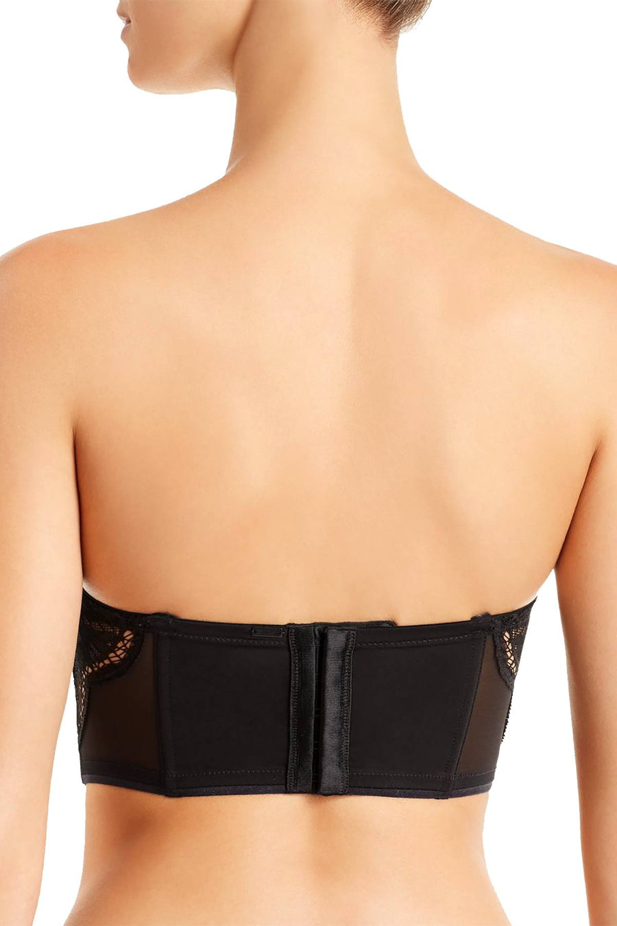 Calvin Klein Black Label Crackled Lace Lightly Lined Strapless Demi Bra in Black