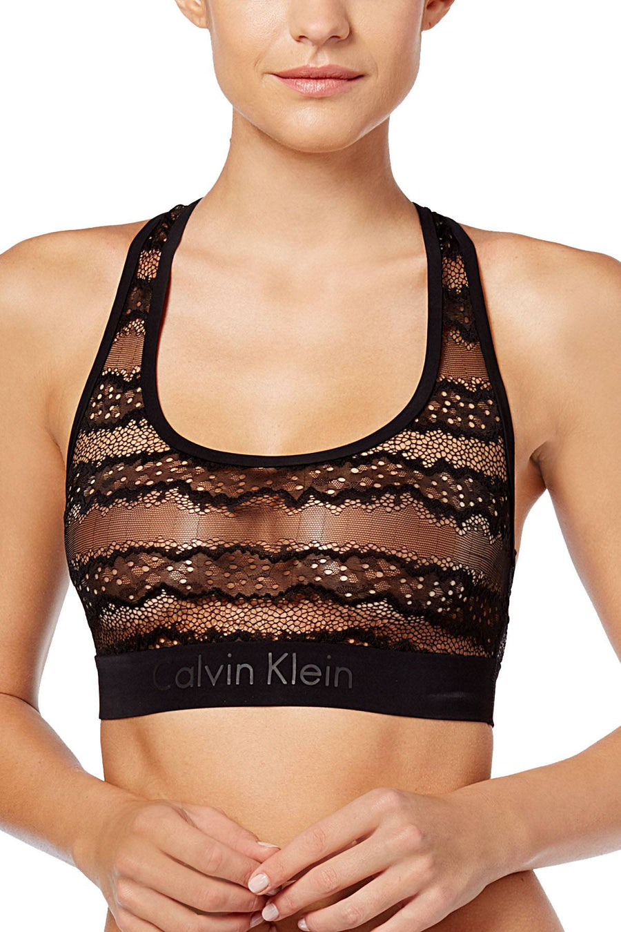 Calvin Klein Black Label Lace Electric Unlined Bralette in Black