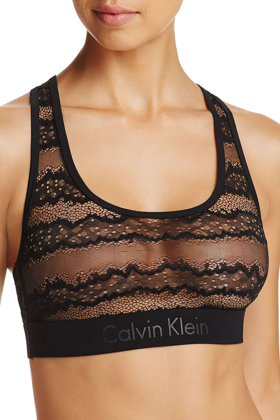 Calvin Klein Black Label Lace Electric Unlined Bralette in Black