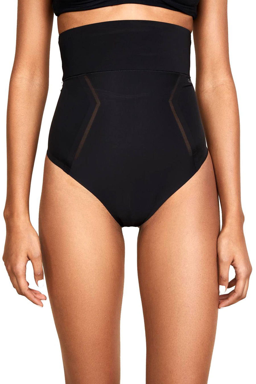 Calvin Klein Black Label Sculpted Moderate Control High Waist Thong in Black