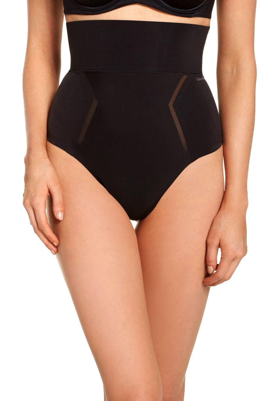 Calvin Klein Black Label Sculpted Moderate Control High Waist Thong in Black