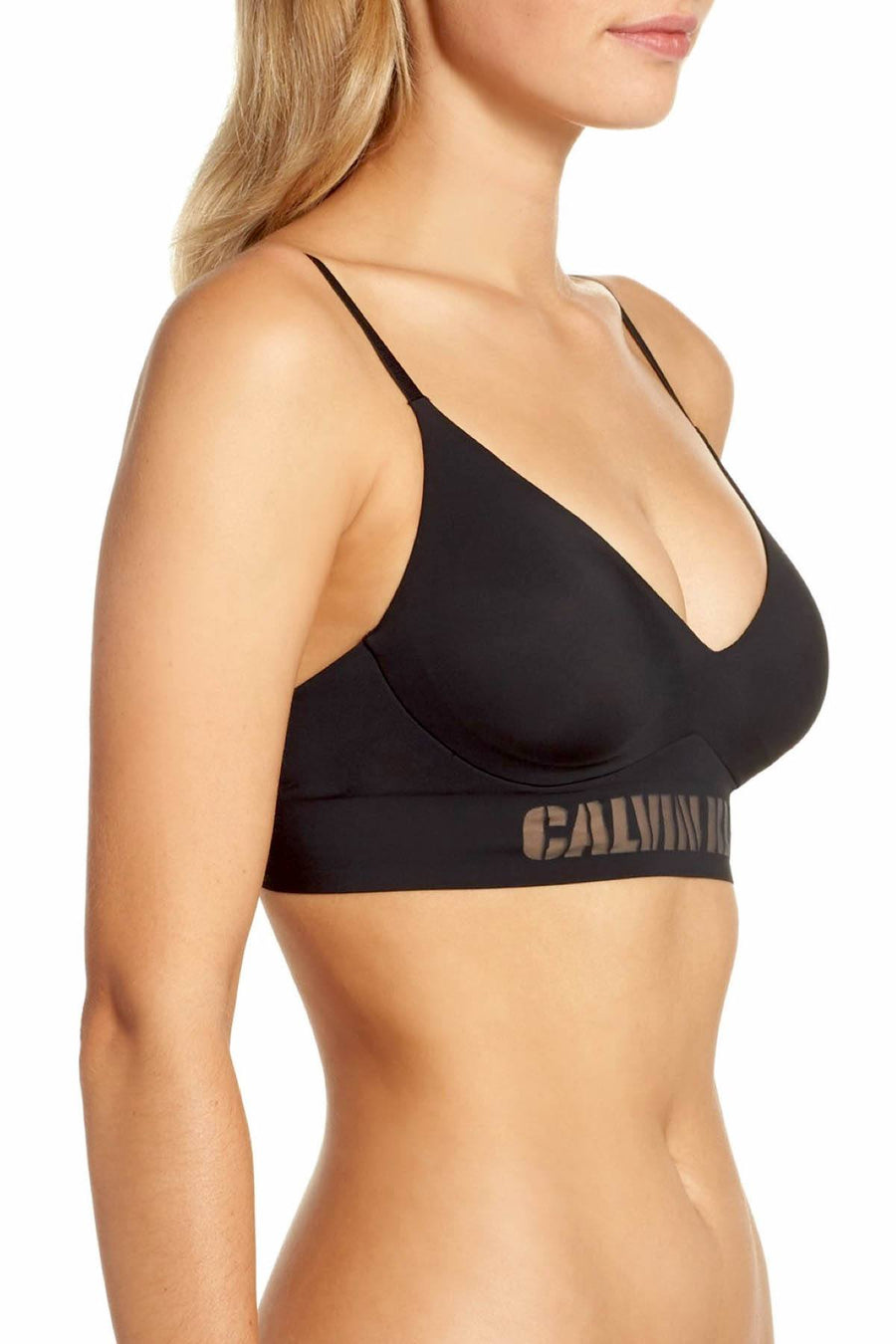 Calvin Klein Black Laser-Cut-Logo Triangle Bralette