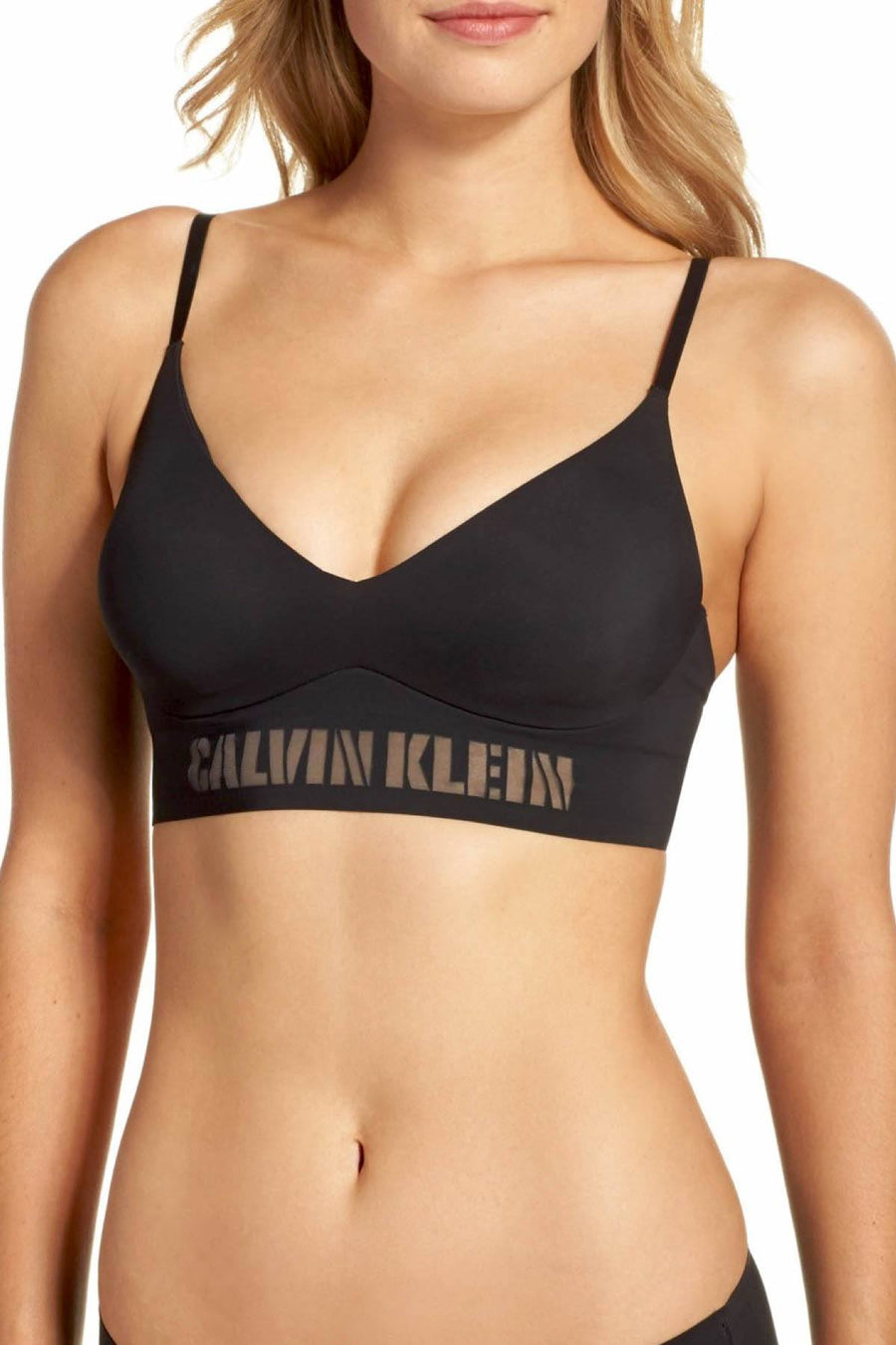 Calvin Klein Black Laser-Cut-Logo Triangle Bralette