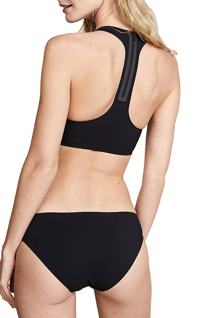 Calvin Klein Black Laser Logo Racer Zip-Back Bralette
