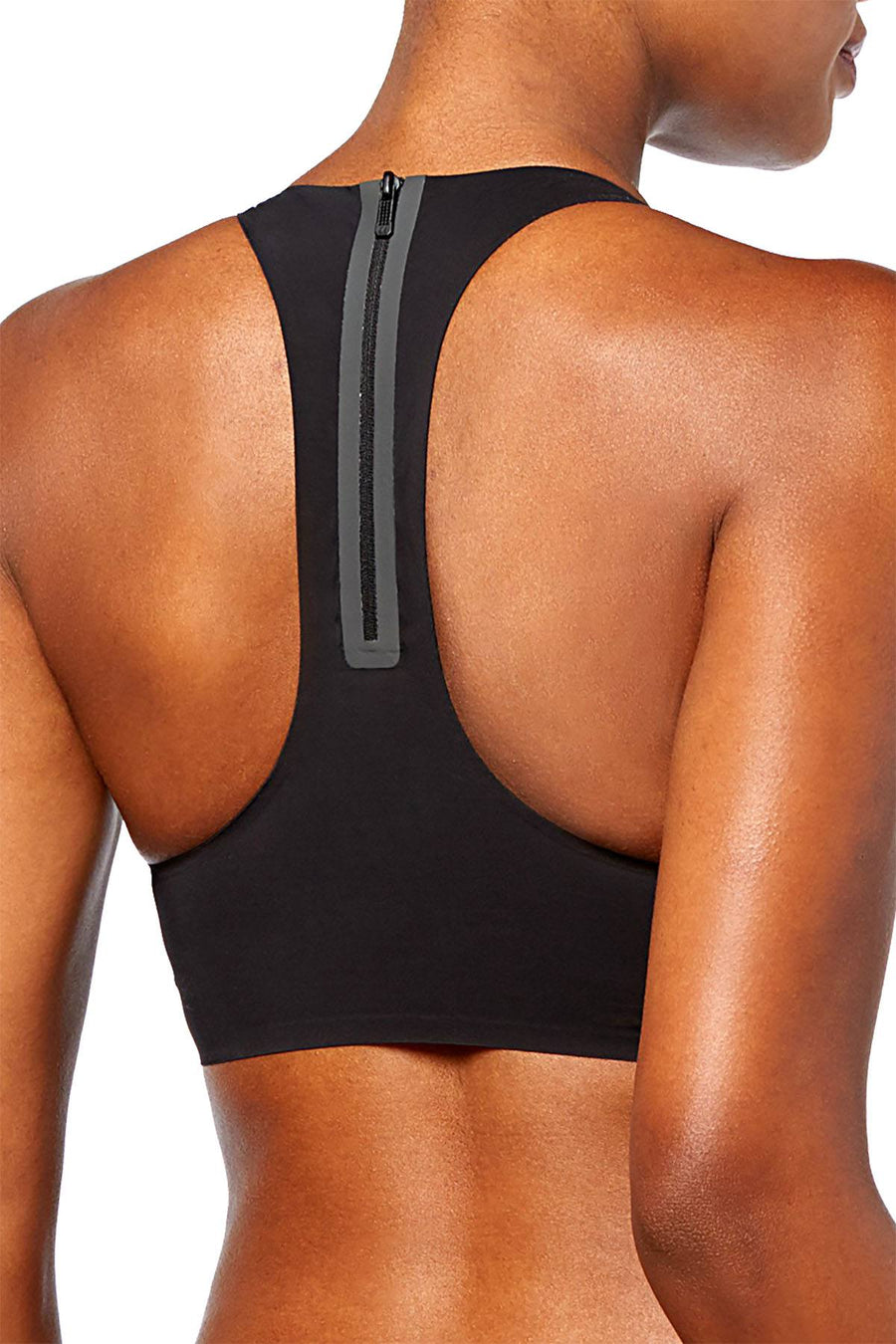 Calvin Klein Black Laser Logo Racer Zip-Back Bralette