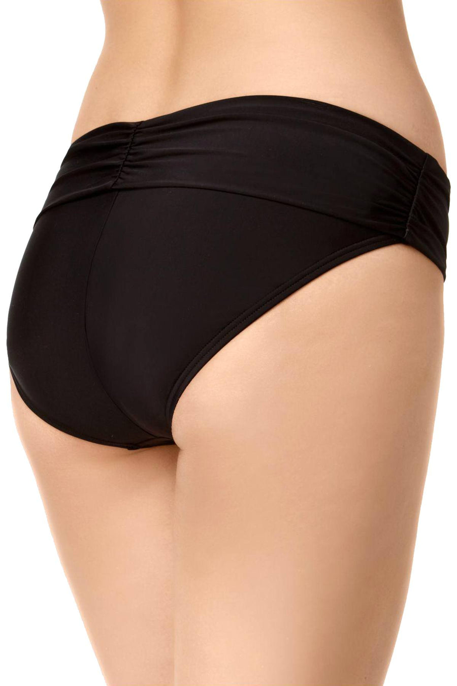 Calvin Klein Black Liquid Ruched Waist Bikini Bottom